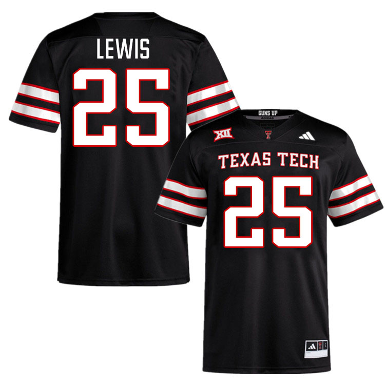 #25 Chapman Lewis Texas Tech Red Raiders Jerseys College Football Uniforms Stitched-Black